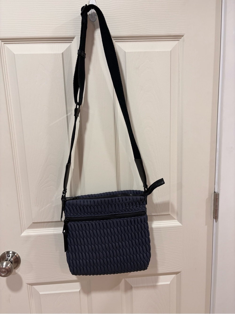 Navy DKNY Quilted Crossbody Shoulder Bag with Black Accents